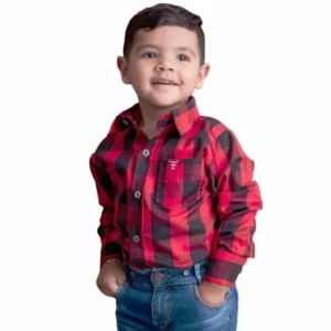 CAMISA XADREZ MANGA CURTA INFANTIL-TEXAS FARM