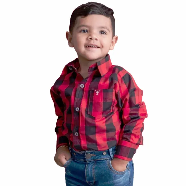 CAMISA XADREZ MANGA CURTA INFANTIL-TEXAS FARM